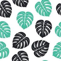 Monstera Leaves Pattern tropical green vector