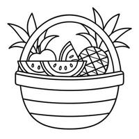 Striped Basket with Pineapple Watermelon Fruit basket vector