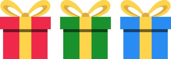 Set of gift boxes in different colors vector