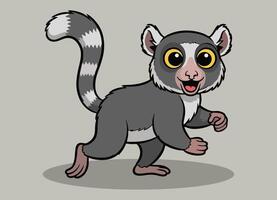 cute little indri with big eyes running and smiling happy vector
