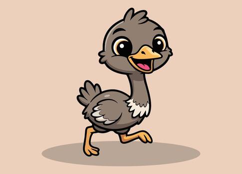 cute little emu with big eyes running and smiling happy vector