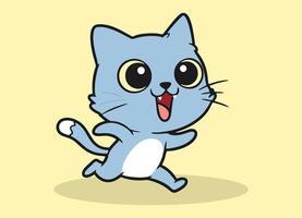 cute little cat with big eyes running and smiling happy vector