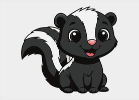 Cute little skunk smiling happy cartoon illustration. vector