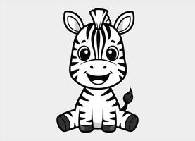 Cute little zebra smiling happy cartoon illustration. vector