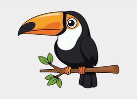 Cute little toucan smiling happy cartoon illustration. vector