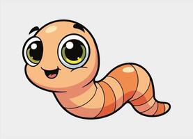 Cute little worm smiling happy cartoon illustration. vector