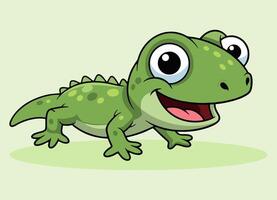 cute little lizard with big eyes running and and smiling happy vector