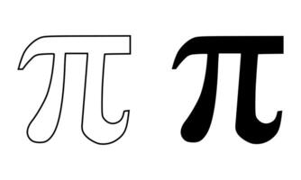 Black and white stylized pi symbol illustration with bold and outline versions in modern design. Both represent the mathematical constant pi used in geometry and calculations vector