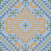 Pixel Art Korean Traditional Pattern Designfolk Embroidery, Aztec Geometric Ornament Print. Design for Carpet, Wallpaper, Clothing, Wrapping, Fabric vector
