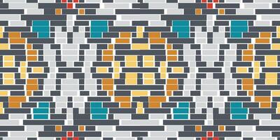 Ethnic Pattern Traditional Log Cabin Quilt Patternfolk Embroidery, Aztec Geometric Ornament Print. Design for Carpet, Wallpaper, Clothing, Wrapping, Fabric vector