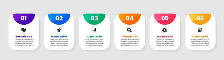 Label Infographic Element Design Templates with Icons and 6 Numbers. Suitable for Process Diagram, Presentations, Workflow Layout, Banner, Infographic vector