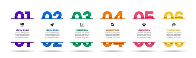 Infographic Element Design Templates with Icons and 6 Numbers. Suitable for Presentations, Workflow Layout, Banner, Flow Chart, Infographic vector
