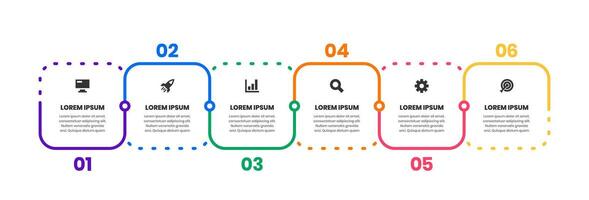 Timeline Infographic Element Design Templates with Icons and 6 Numbers. Suitable for Process Diagram, Workflow Layout, Banner, Flow Chart, Infographic vector