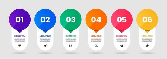 Label Infographic Element Design Templates with Icons and 6 Numbers. Suitable for Process Diagram, Presentations, Workflow Layout, Flow Chart, Infographic vector
