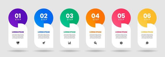 Label Infographic Element Design Templates with Icons and 6 Steps. Suitable for Process Diagram, Presentations, Banner, Flow Chart, Infographic vector