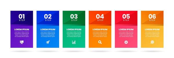 Label Infographic Element Design Templates with Icons and 6 Steps. Can be Use for Process Diagram, Presentations, Workflow Layout, Banner, Flow Chart vector