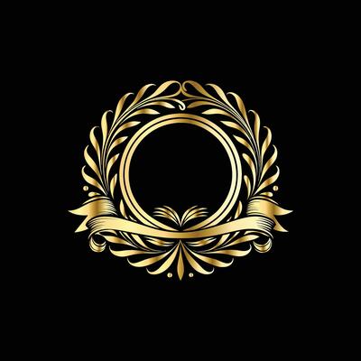 golden laurel wreath emblem illustration.