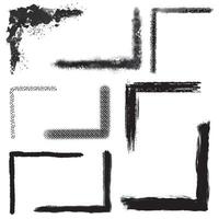 Set frame of 9 Black Grunge Corner Borders abstract illustration graphic isolated elements design vector