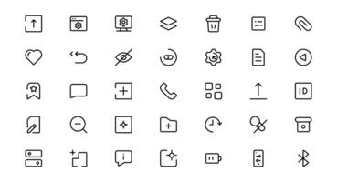 UI UX Design Icon Packs Focused on Interface, Navigation, Prototyping, and User Flow Presented in a Minimal, Modern, and High-Quality Format vector