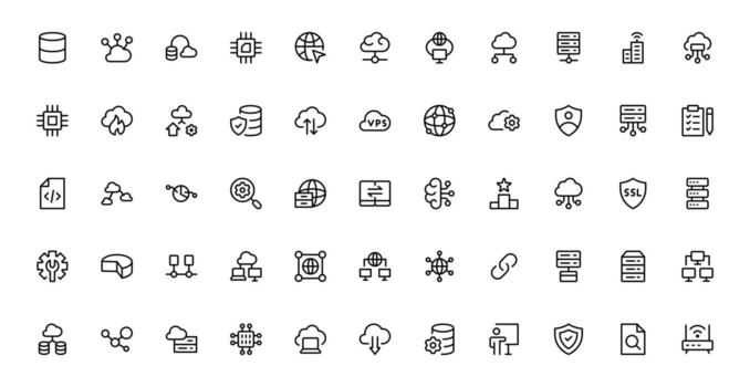 Web Hosting Including Server Management, Cloud Hosting, Domains, Security, and Web Infrastructure Tools for Digital Assets vector