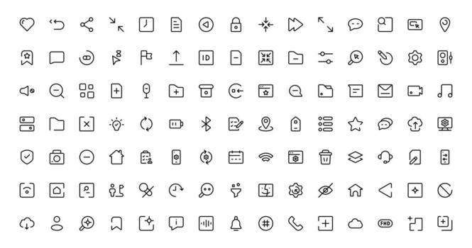 UI UX Design Icons Collection Focused on Interface, Navigation, Prototyping, and User Flow Presented in a Minimal, Modern, and High-Quality Format vector