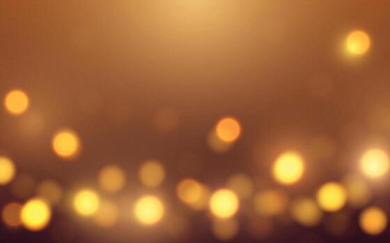 Warm Golden Bokeh Light Background. Soft glowing orbs on a warm brown gradient blur, Background decoration vector