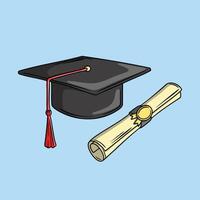 Illustration of Graduation Cap and Diploma Scroll vector
