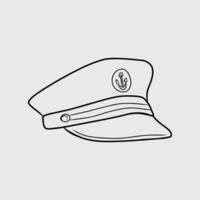 Thin Line Illustration of a Sailor Captain Hat vector