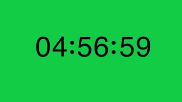 From 5 Minute to 4 Minute Black Digital Timer Counting Down on Green Screen Chroma Key video