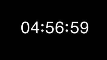 White Numbers Countdown from 5 to 4 Minute on Black Background video