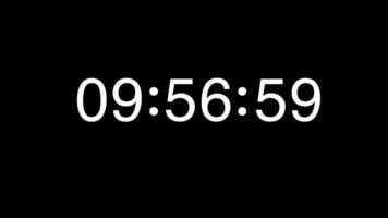 White Numbers Countdown from 10 to 9 Minute on Black Background video