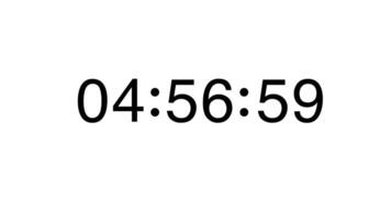 From 5 Minute to 4 Minute Electronic Countdown Timer on a White Background video
