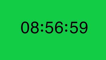 From 9 Minute to 8 Minute Black Digital Timer Counting Down on Green Screen Chroma Key video