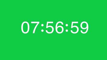 From 8 Minute to 7 Minute White Timer Counting Down on Green Screen Chroma key video