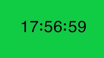 From 18 Minute to 17 Minute Black Digital Timer Counting Down on Green Screen Chroma Key video