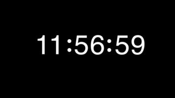 White Numbers Countdown from 12 to 11 Minute on Black Background video
