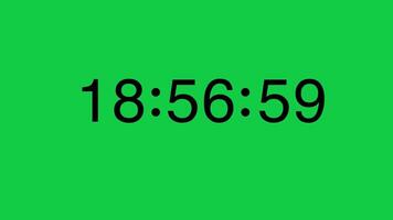 From 19 Minute to 18 Minute Black Digital Timer Counting Down on Green Screen Chroma Key video