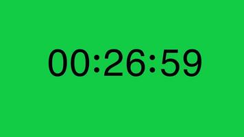 Black numeric timer counts down from 30 seconds on a solid green screen background. Ideal for chroma keying in projects needing a precise, urgent time element. video