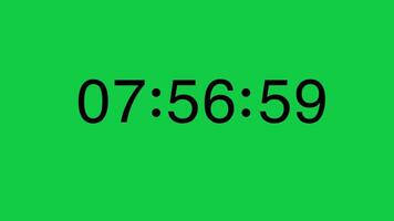 From 8 Minute to 7 Minute Black Digital Timer Counting Down on Green Screen Chroma Key video