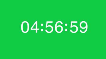 From 5 Minute to 4 Minute White Timer Counting Down on Green Screen Chroma key video
