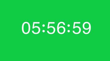 From 6 Minute to 5 Minute White Timer Counting Down on Green Screen Chroma key video