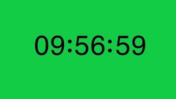 From 10 Minute to 9 Minute Black Digital Timer Counting Down on Green Screen Chroma Key video