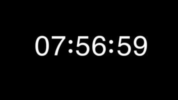 White Numbers Countdown from 8 to 7 Minute on Black Background video