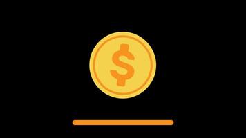 Dollar currency icon object animation with variations colored. Loop motion design in alpha channel video