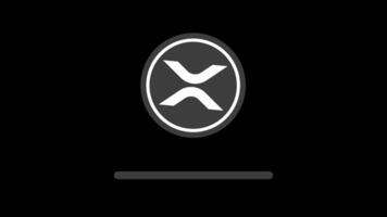 Animation of XRP crypto currency icon in black color and moving appears. Loop motion design in alpha channel video