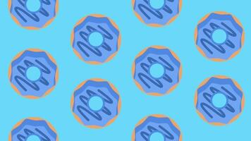 Stylized blue frosted donuts arranged in a repeating layout on a light blue background, suggesting a modern and refreshing dessert theme video