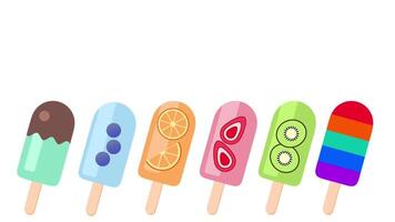 A delightful lineup of colorful and uniquely shaped ice cream bars arranged neatly on a white background with a joyful summer vibe video