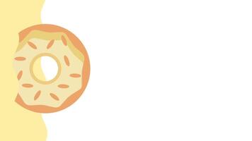 A yellow glazed donut with white drizzle sits on a simple yellow and white background, evoking a bright and appetizing bakery-style look video