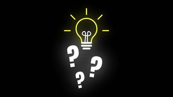 Problem and solution animation concept with question mark and light bulb on transparent background. Ideal for business, education, motivation and idea presentation. video