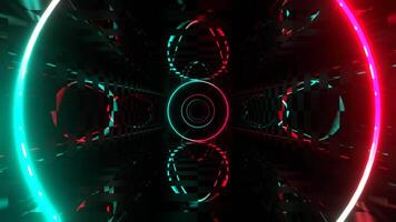 turquesa y rosado contraste malla con neón brillante anillos antecedentes vj lazo en 4k video